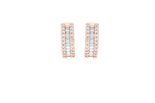 DIA - BAGUETTE AND ROUND DIAMOND HOOPS - Image 2