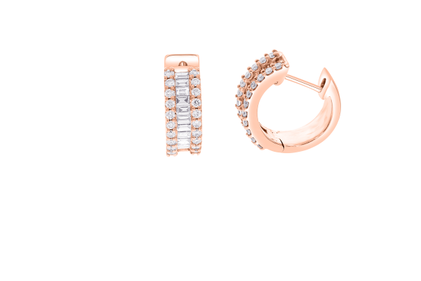 DIA - BAGUETTE AND ROUND DIAMOND HOOPS - Image 3