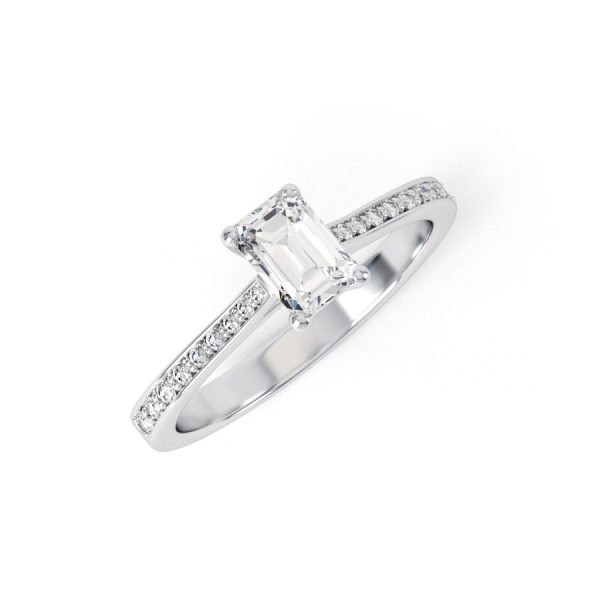 Eng - DAKOTA | Slim Emerald Cut Channel shoulder Set Engagement Ring