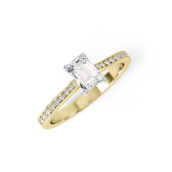 Eng - DAKOTA | Slim Emerald Cut Channel shoulder Set Engagement Ring - Image 4