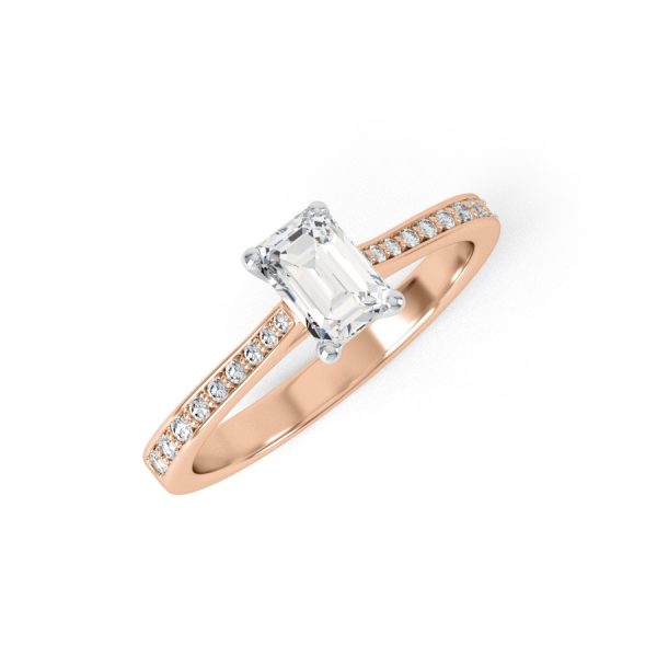 Eng - DAKOTA | Slim Emerald Cut Channel shoulder Set Engagement Ring - Image 7