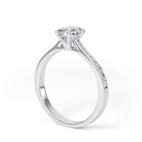 Eng - DAKOTA | Slim Emerald Cut Channel shoulder Set Engagement Ring - Image 3