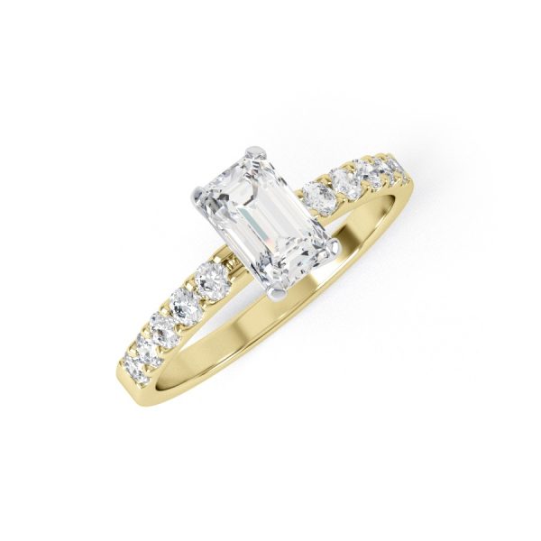 Eng - HAYDEN | Emerald Cut Claw Shoulder Set Engagement Ring - Image 4