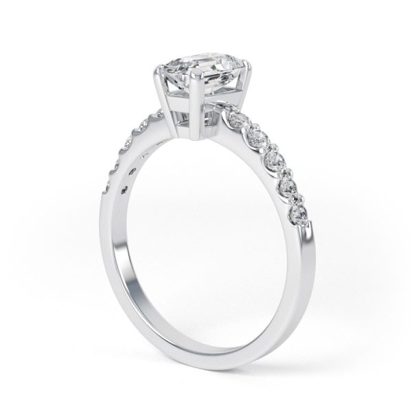 Eng - HAYDEN | Emerald Cut Claw Shoulder Set Engagement Ring - Image 3