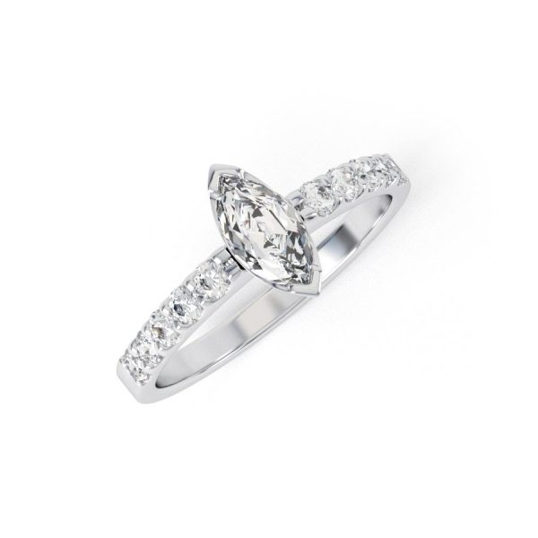 Eng - HOPE | Marquise shape diamond Shoulder set Engagement Ring