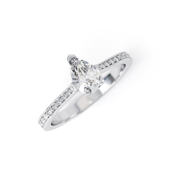 Eng - TESSA | Pear shape Channel shoulder set Engagement Ring