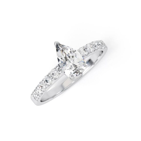 Eng - SELENA | Pear shape Claw shoulder set Engagement Ring