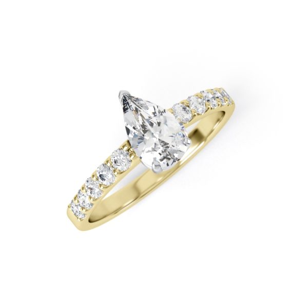 Eng - SELENA | Pear shape Claw shoulder set Engagement Ring - Image 5