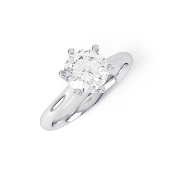 Eng - EMERSON | Six Claw Low Set Straight Edge Solitaire Engagement Ring