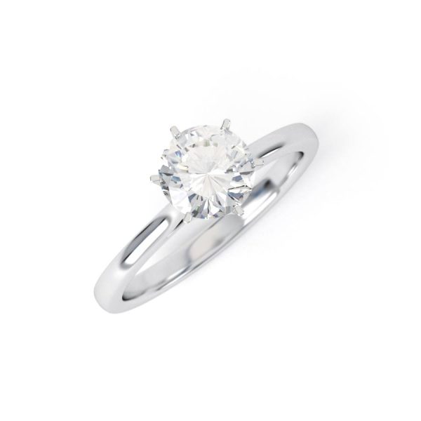 Eng - VIOLET | Six Claw Straight Solitaire Diamond Ring