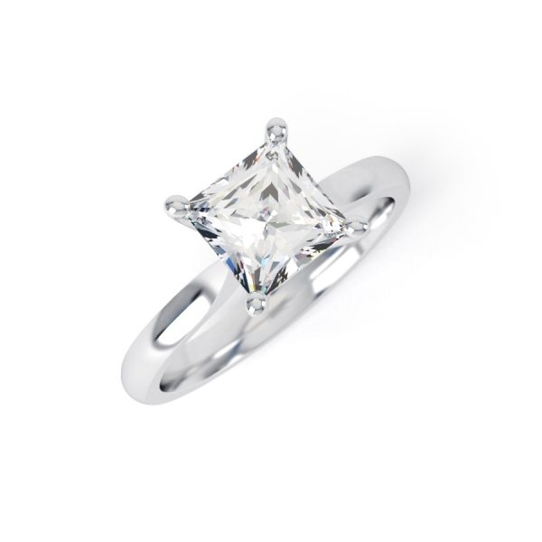 Eng - RILEY | Four Claw Tapering Edge Princess Cut Engagement Ring