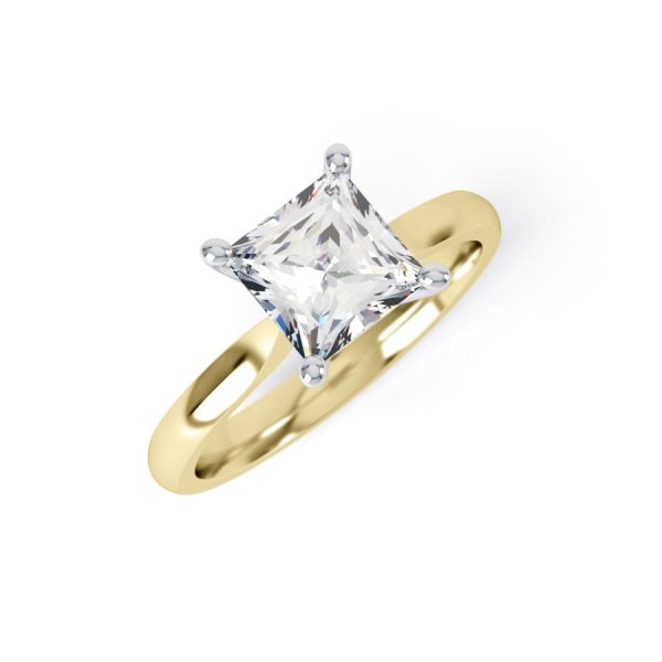 Eng - RILEY | Four Claw Tapering Edge Princess Cut Engagement Ring - Image 5