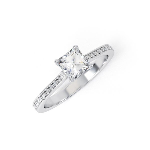 Eng - SUMMER | Princess Cut Shoulder set Diamond Engagement Ring