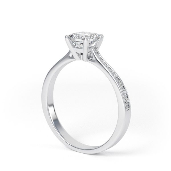 Eng - SUMMER | Princess Cut Shoulder set Diamond Engagement Ring - Image 3