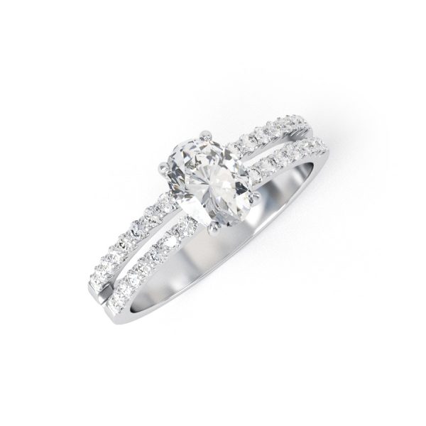 Eng - SIENNA | Oval Shape double shoulder set Engagement Ring