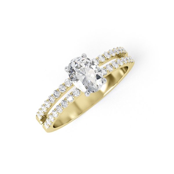 Eng - SIENNA | Oval Shape double shoulder set Engagement Ring - Image 4