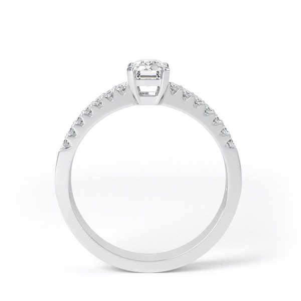 Eng - HARLEY | Emerald Cut With Double row Shoulder set Ring - Image 2