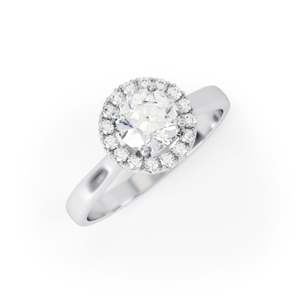 Eng - ASHLEY | Round Halo Set Diamond Engagement Ring