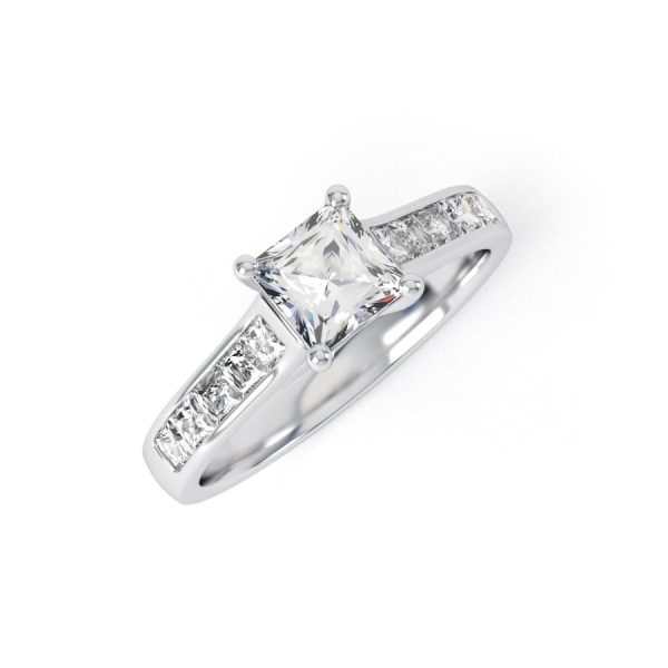 Eng - LUCIA | Princess Cut Wide Channel set Diamond Ring