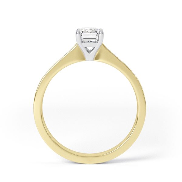 Eng - JENNA | Emerald Cut Wide Shoulder Set Diamond Ring - Image 3