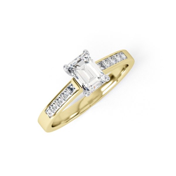 Eng - JENNA | Emerald Cut Wide Shoulder Set Diamond Ring - Image 5