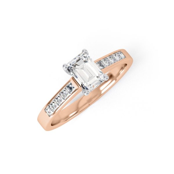 Eng - JENNA | Emerald Cut Wide Shoulder Set Diamond Ring - Image 6