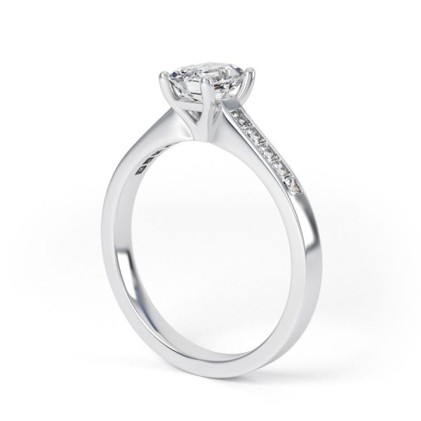 Eng - JENNA | Emerald Cut Wide Shoulder Set Diamond Ring - Image 7