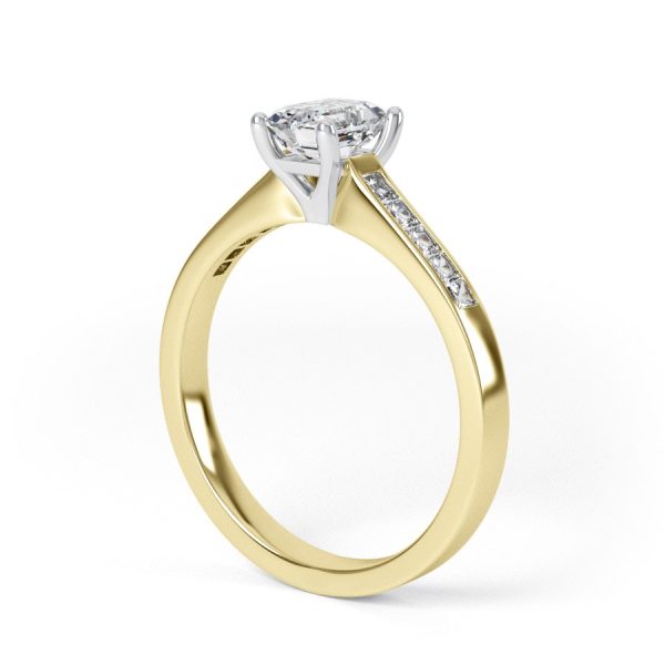 Eng - JENNA | Emerald Cut Wide Shoulder Set Diamond Ring - Image 8