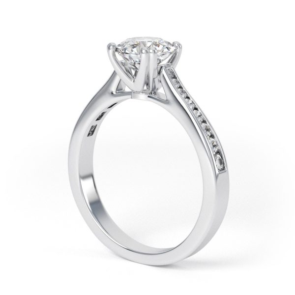 Eng - FAITH | Eight claw tapering shoulder set diamond engagement ring - Image 3