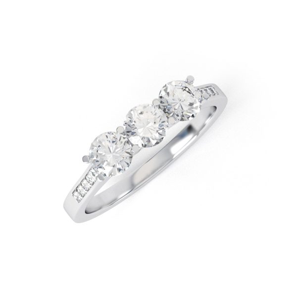 Eng - PARIS | Trilogy Straight Shoulder Set Diamond Engagement Ring