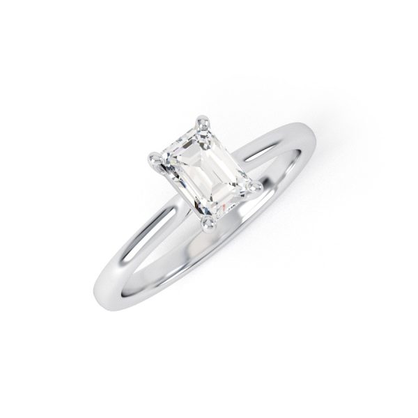 Eng - LOGAN | Emerald cut curved edge Solitaire Engagement Ring