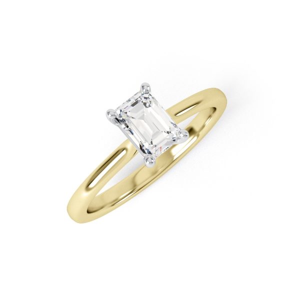 Eng - LOGAN | Emerald cut curved edge Solitaire Engagement Ring - Image 4