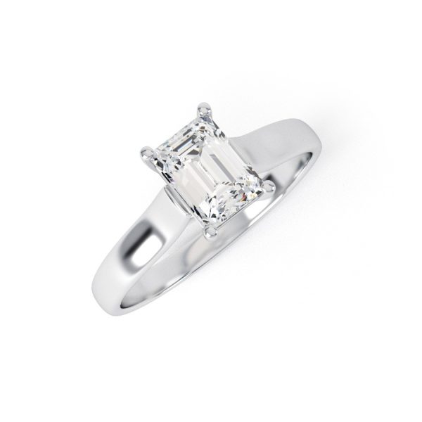 Eng - GEORGIA | Emerald cut Wide band Solitaire Engagement Ring