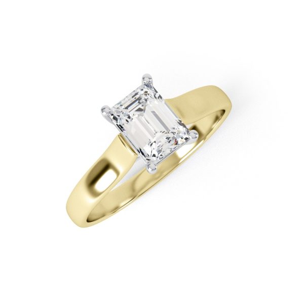 Eng - GEORGIA | Emerald cut Wide band Solitaire Engagement Ring - Image 4