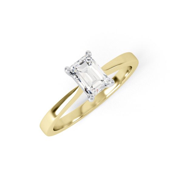 Eng - DYLAN | Emerald Cut tapering band Diamond Engagement Ring - Image 4