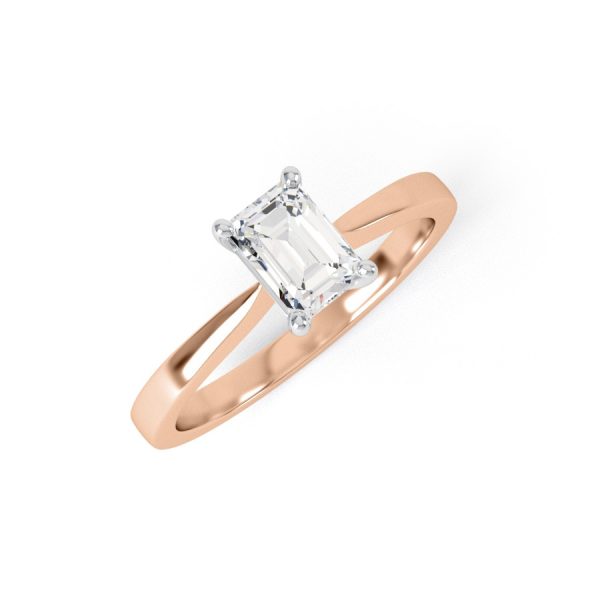 Eng - DYLAN | Emerald Cut tapering band Diamond Engagement Ring - Image 7