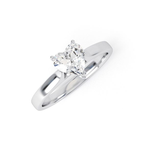 Eng - AMBER | Heart shape knife edge Straight edge Solitaire Engagement Ring