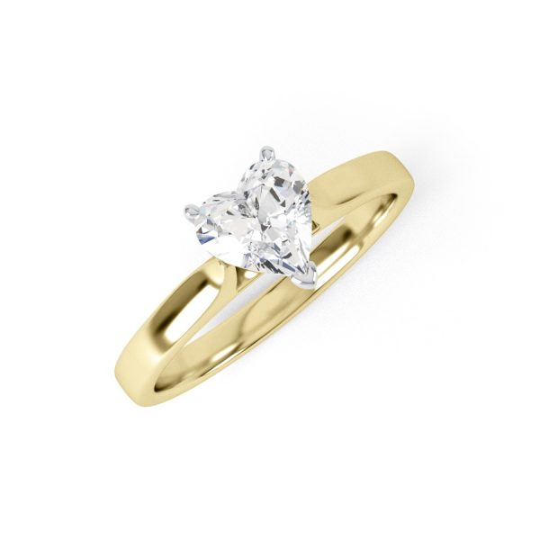 Eng - AMBER | Heart shape knife edge Straight edge Solitaire Engagement Ring - Image 4