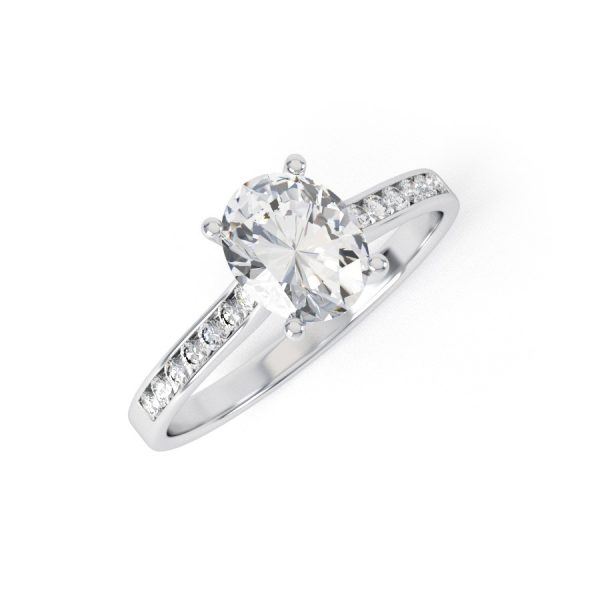 Eng - SAMARA | Oval shape Channel shoulder set Engagement Ring