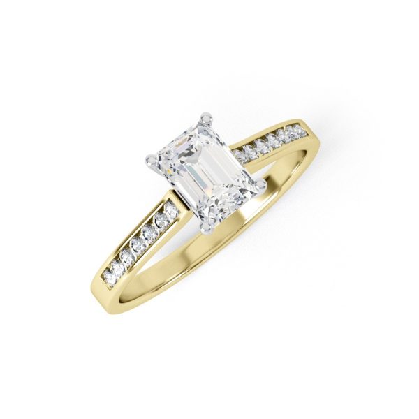 Eng - ANGEL | Slim Shoulder set Diamond Emerald cut Engagement Ring - Image 7