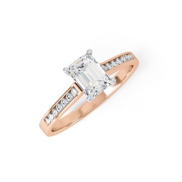 Eng - ANGEL | Slim Shoulder set Diamond Emerald cut Engagement Ring - Image 4