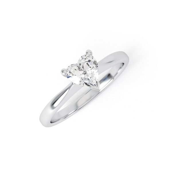 Eng - HARLOW | Heart shape Tapering Petite Diamond Engagement Ring