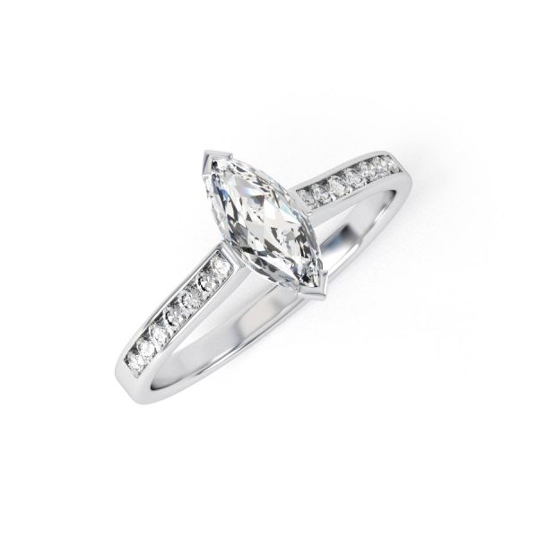 Eng - SHELBY | Marquise shape diamond channel shoulder set Engagement Ring