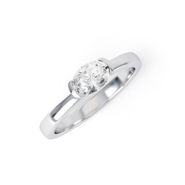 Eng - LEXI | Horizontal set Oval shape Diamond Engagement Ring