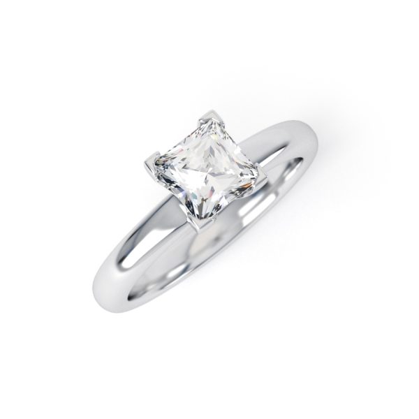 Eng - TABITHA | Four Claw Princess cut Solitaire Diamond Ring