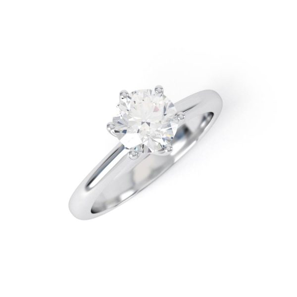 Eng - TRINITY - Six Claw Slim Diamond Solitaire Engagement Ring