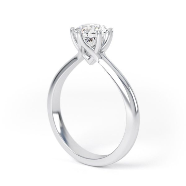 Eng - TRINITY - Six Claw Slim Diamond Solitaire Engagement Ring - Image 3