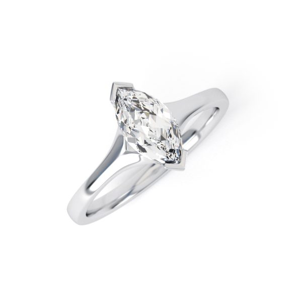 Eng - BLAKE | Split shoulder Marquise shape Solitaire Engagement Ring