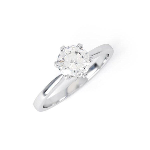 Eng - MAYA | Six Claw Fine Taper Solitaire Diamond Ring