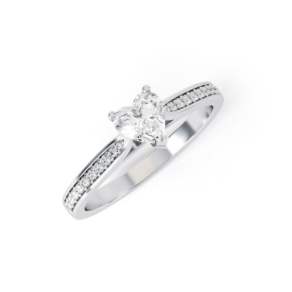 Eng - CHLOE | Heart shape tapering channel shoulder set Diamond Ring